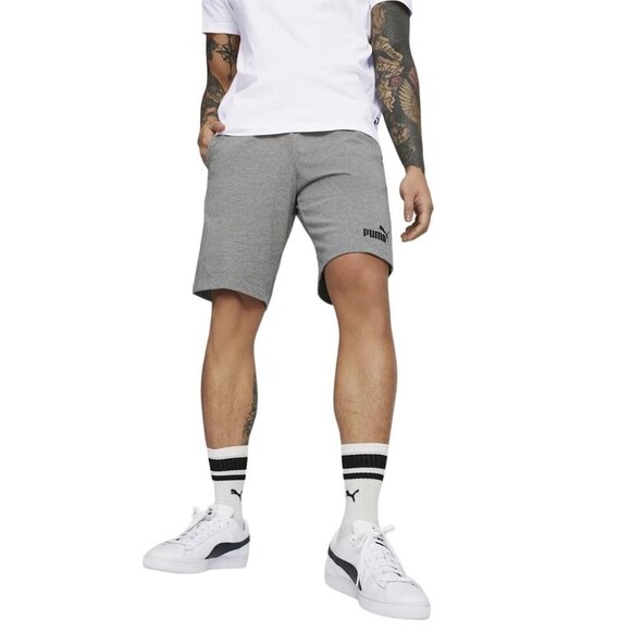 PUMA Mens Size S Heather Grey Essentials Jersey Shorts Drawstring w/Pockets NWT - Picture 1 of 7
